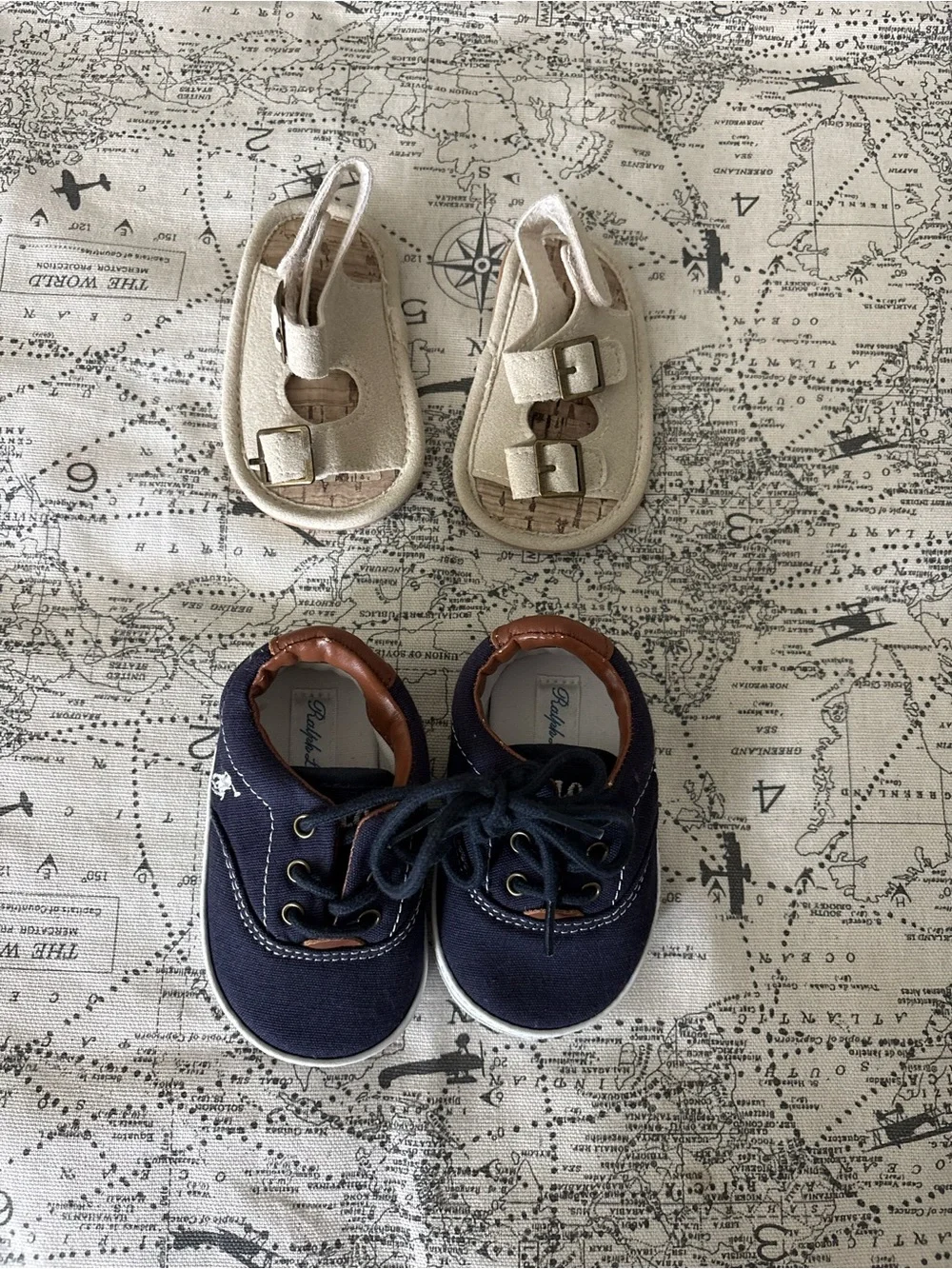Polo by Ralph Lauren Navy and Brown Canvas Baby Shoes